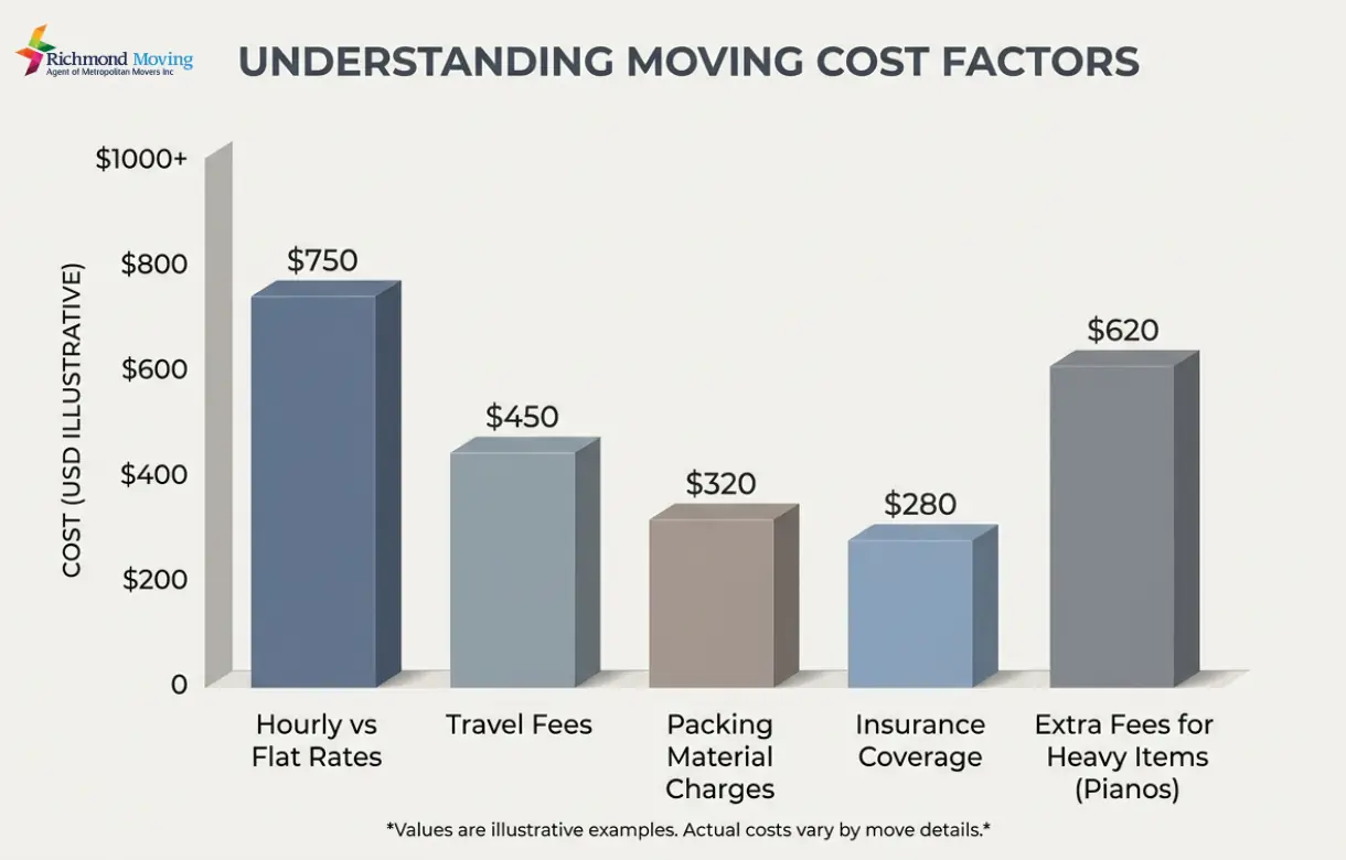 Bar graph showing moving cost breakdown for Westminster moving services